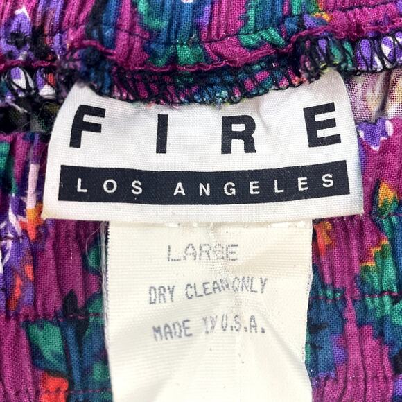 Vintage 90s FIRE Womens (M) Genie Pants Floral Baggy Boho Elastic Barrel USA - Picture 7 of 8